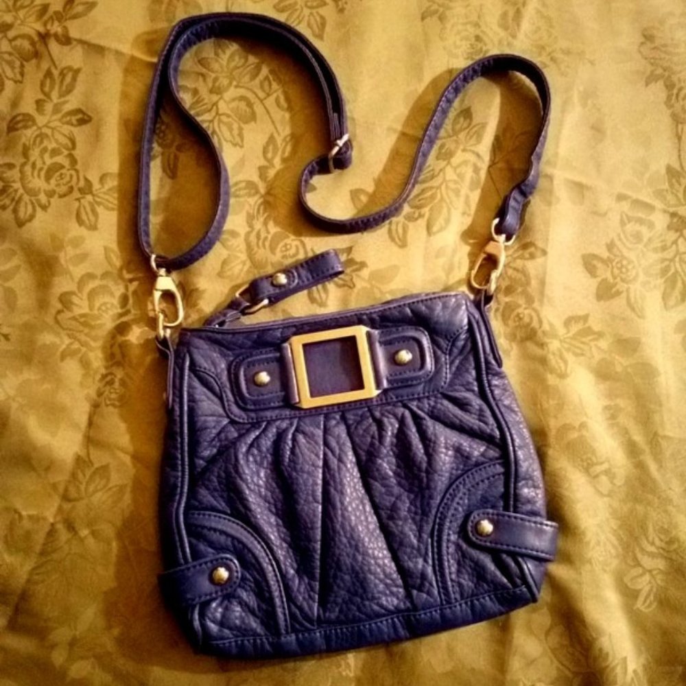 Black Rivet Royal Blue Medium Size Leather Crossbody Purse